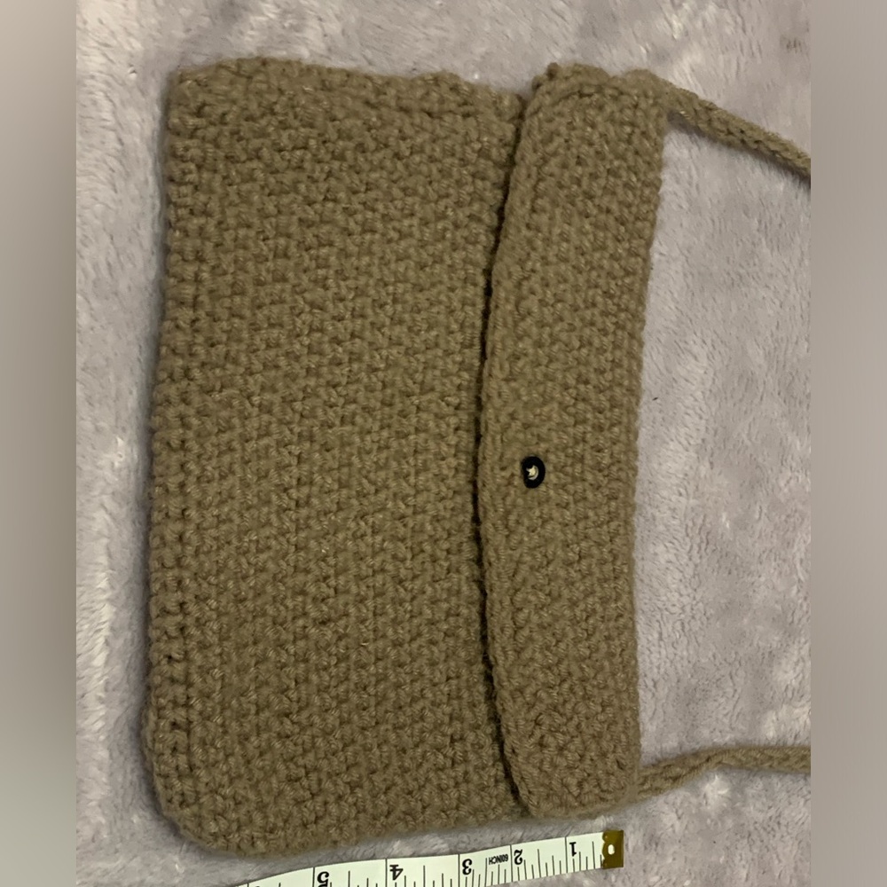 Beige handmade crochet cross body bag